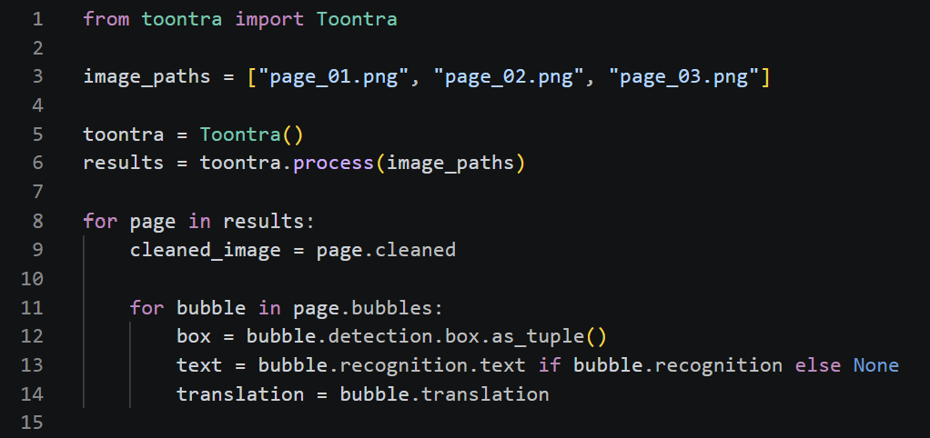 Public reconstruction of the simplified TOONTRA API used in the later version of the project
